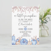 Een kleine pompoen Herfst najaar blauw Baby shower Kaart (Staand voorkant)