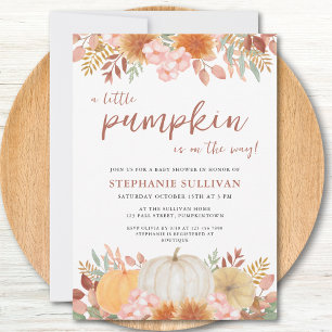 Een kleine pompoen Herfst najaar Floral Baby showe Kaart