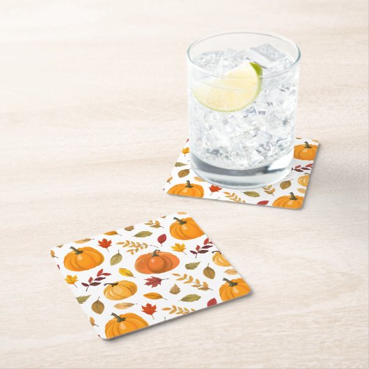 Een kleine pompoen Herfst najaar Floral Baby showe Kartonnen Onderzetters (Insitu)