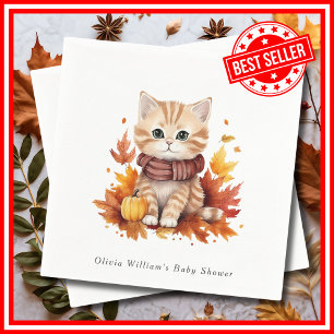 Een kleine pompoen Herfst najaar Floral Baby showe Servet