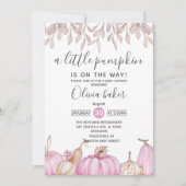 Een kleine pompoen Herfst najaar roze Baby shower Kaart (Voorkant)