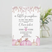 Een kleine pompoen Herfst najaar roze Baby shower Kaart (Staand voorkant)