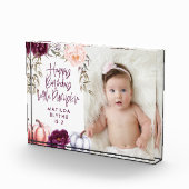 Een kleine pompoen herfst paarse perzik verjaardag fotoblokken (Rechts)