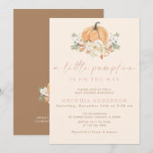 Een kleine pompoen Herfst roze meisje Baby shower Kaart (Voorkant / Achterkant)