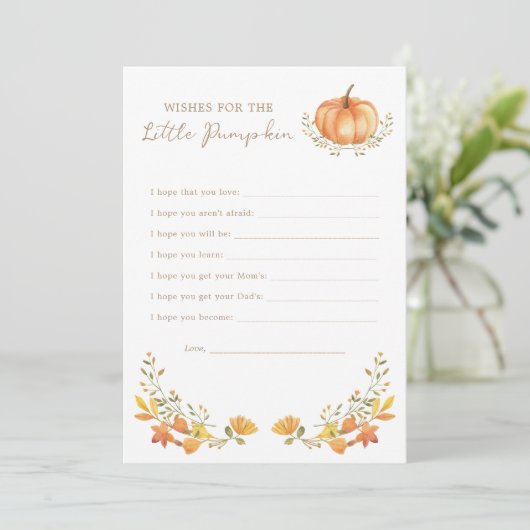 Een kleine pompoen Herfst | Wensen voor Baby Kaart (Staand voorkant)