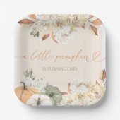 Een kleine pompoen herfstverjaardag papieren bordje (Voorkant)