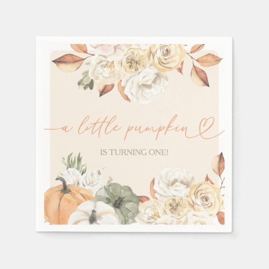 Een kleine pompoen herfstverjaardag servet (Voorkant)