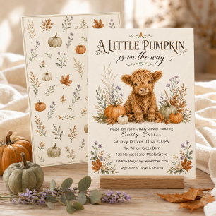 Een Kleine Pompoen Hoogland Koe Fall Baby Shower Kaart