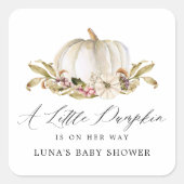 Een kleine pompoen is haar manier Baby shower Vierkante Sticker (Voorkant)