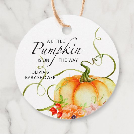 Een kleine pompoen is onderweg Baby shower Bedankjes Labels (Achterkant)