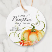 Een kleine pompoen is onderweg Baby shower Bedankjes Labels (Voorkant)