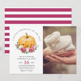 Een kleine pompoen is onderweg Baby shower Kaart