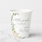 Een kleine pompoen is onderweg Baby shower Papieren Bekers (Voorkant)