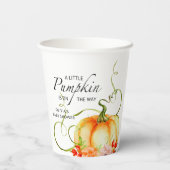 Een kleine pompoen is onderweg Baby shower Papieren Bekers (Achterkant)