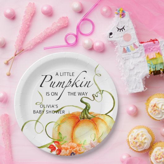 Een kleine pompoen is onderweg Baby shower Papieren Bordje (Feest)