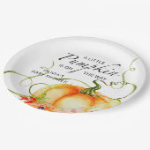 Een kleine pompoen is onderweg Baby shower Papieren Bordje (Gekanteld)