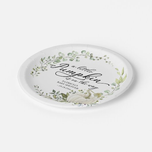 Een kleine pompoen is onderweg Baby shower Papieren Bordje (Gekanteld)