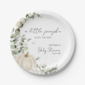 Een kleine pompoen is onderweg Baby shower Papieren Bordje (Voorkant)