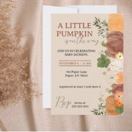 Een kleine pompoen is onderweg Baby shower uitnodi Kaart