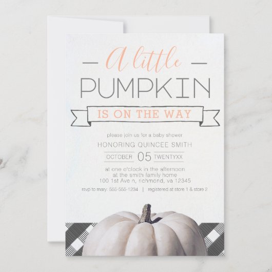 Een kleine pompoen is onderweg Buffalo Check Herfs Kaart (Voorkant)