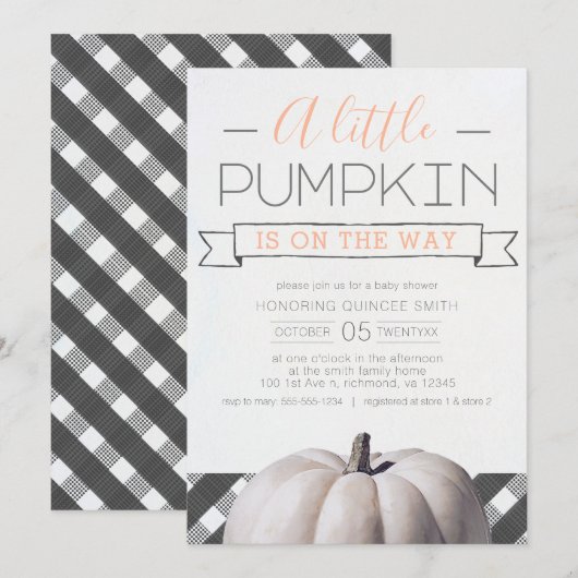 Een kleine pompoen is onderweg Buffalo Check Herfs Kaart (Voorkant / Achterkant)