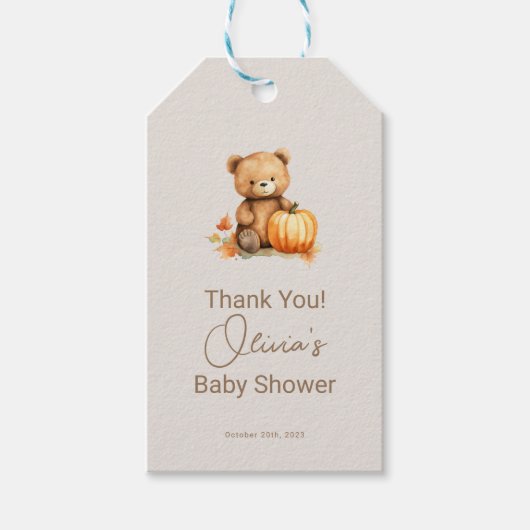 Een kleine pompoen is onderweg decoraties cadeaulabel (Voorkant)