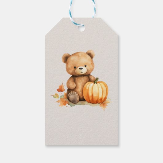 Een kleine pompoen is onderweg decoraties cadeaulabel (Achterkant)