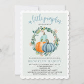 Een kleine pompoen is onderweg doucheuitnodiging kaart (Voorkant)