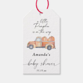 "Een kleine pompoen is onderweg" herfst baby showe Cadeaulabel