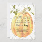 Een kleine pompoen is onderweg, herfst baby shower kaart (Voorkant)