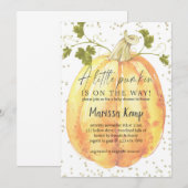 Een kleine pompoen is onderweg, herfst baby shower kaart (Voorkant / Achterkant)