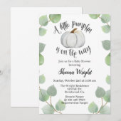 Een kleine pompoen is onderweg, herfst baby shower kaart (Voorkant / Achterkant)