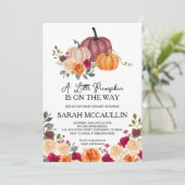 Een kleine pompoen is onderweg naar Baby shower In Kaart (Staand voorkant)