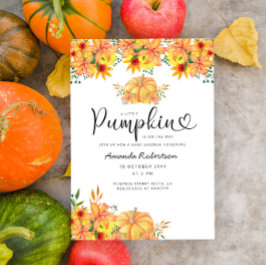 Een kleine pompoen is onderweg naar baby shower kaart