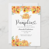 Een kleine pompoen is onderweg naar baby shower kaart (Voorkant)