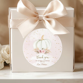 Een kleine pompoen is onderweg naar baby shower ronde sticker