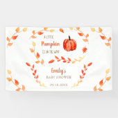 Een kleine pompoen is onderweg naar de Baby shower Spandoek (Horizontaal)