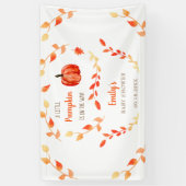 Een kleine pompoen is onderweg naar de Baby shower Spandoek (Verticaal)