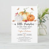 Een kleine pompoen is onderweg naar het Herfst Bab Kaart (Staand voorkant)