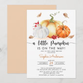 Een kleine pompoen is onderweg naar het Herfst Bab Kaart (Voorkant / Achterkant)