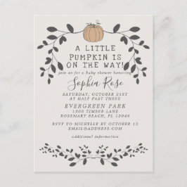 Een kleine pompoen is onderweg neutraal baby showe briefkaart