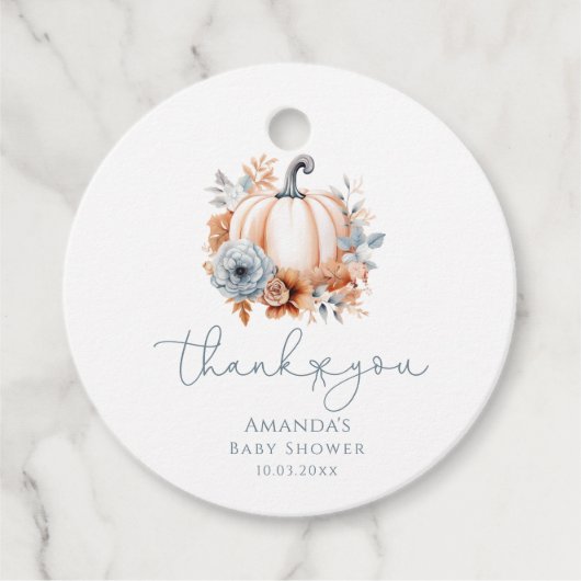 Een kleine pompoen is onderweg, padvinder Baby sho Bedankjes Labels (Voorkant)
