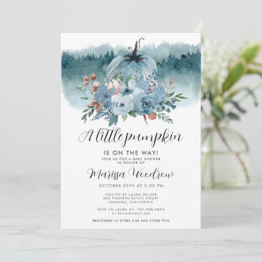 Een kleine pompoen is onderweg, padvinder Baby sho Kaart (Staand voorkant)