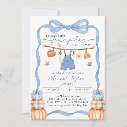 Een kleine pompoen is onderweg, padvinder Baby sho Kaart (Voorkant)