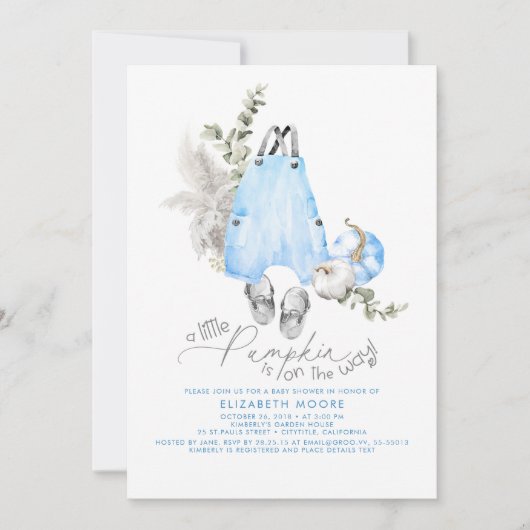 Een kleine pompoen is onderweg, padvinder Baby sho Kaart (Voorkant)