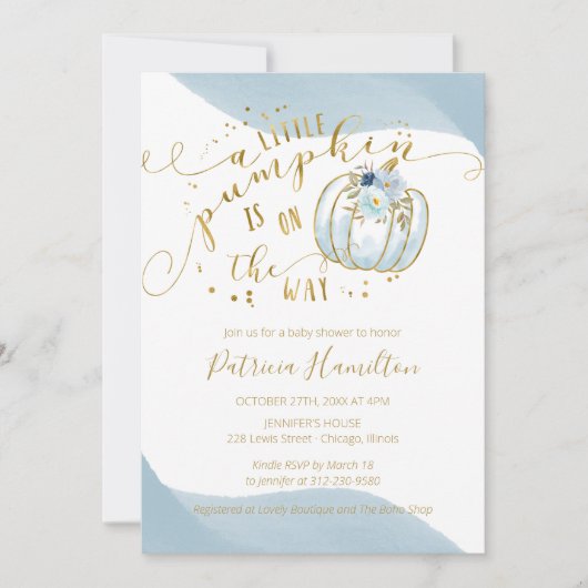 Een kleine pompoen is onderweg, padvinder Baby sho Kaart (Voorkant)