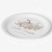 Een kleine pompoen is onderweg papieren bordje (Gekanteld)