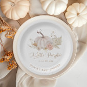 Een kleine pompoen is onderweg papieren bordje