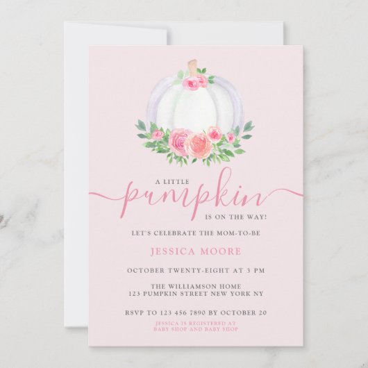 Een kleine pompoen is onderweg pompoen Baby shower Kaart (Voorkant)