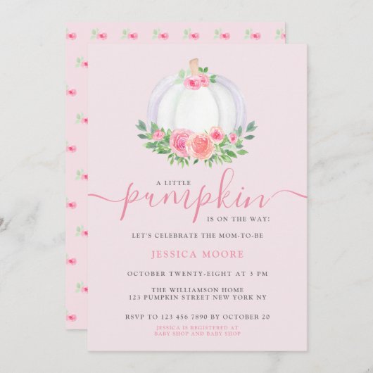 Een kleine pompoen is onderweg pompoen Baby shower Kaart (Voorkant / Achterkant)